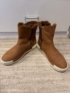 Women’s J. Slides Brown Faux-Fur Lined Winter Ankle Boots 8.5